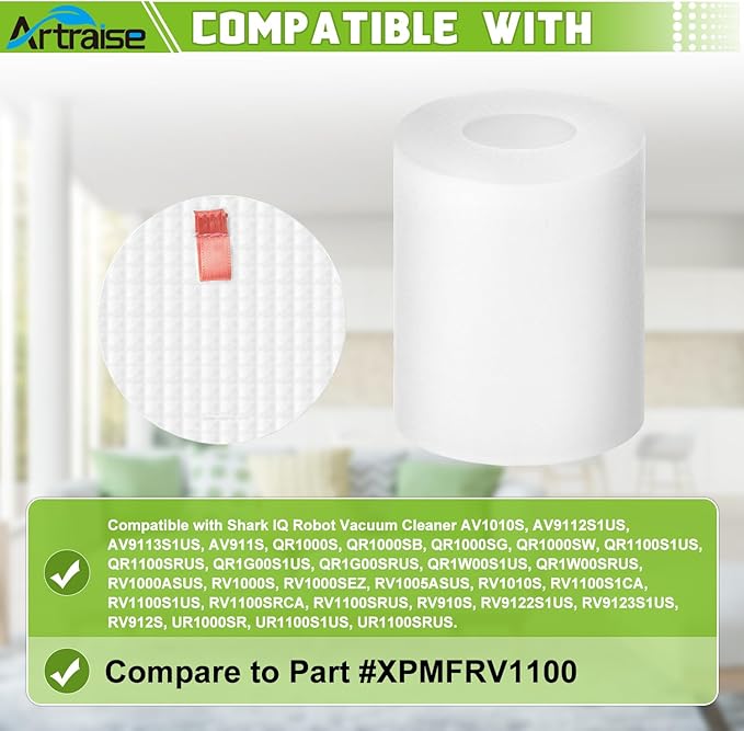 Vacuum Filter Replacement Compatible With Shark IQ Robot R101AE, RV1001AE, UR1005AE, RV912S, UR1000SR Self-Empty Base, Compare to Part # 106KY1000AE (4 Pack)