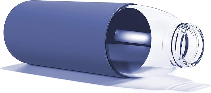 veegoal 18 Oz Borosilicate Glass Water Bottles with Bamboo Lid, BPA-FREE, Non-Slip Silicone Sleeve, and Stainless Steel Leak Proof Lid - Reusable Glass Bottle for Men and Women