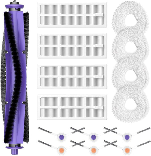Replacement Parts Accessories Compatible with Narwal Freo Robot Vacuum 1 Roller Brush,4 HEPA Filters, 4 Mop Pads, 6 Side Brushes, 15 Pack