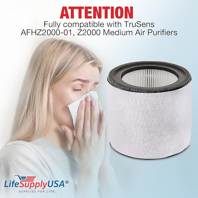 True HEPA + Carbon + Pre-Filter Replacement for AFHZ2000-01 | Fits TruSens Z-2000 Medium Air Purifier – 360° 3-Stage - (2-Pack) by LifeSupplyUSA