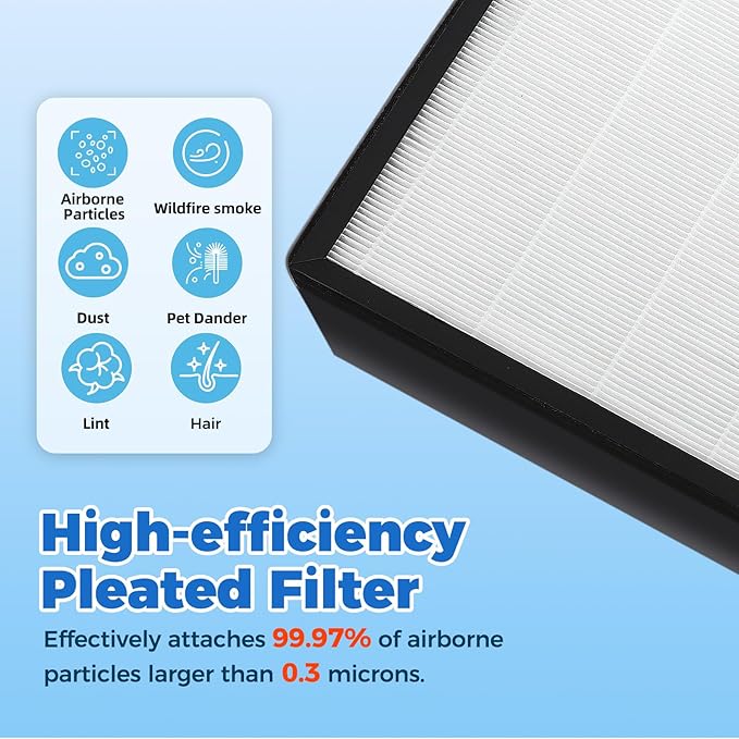 1 Pack HAP602 Replacement Filter Compatible with ECOSELF HAP602 HAP602WF Air Purifier, 3-in-1 Filtration H13 True HEPA HAP602WF Replacement Filter (1 Pack)