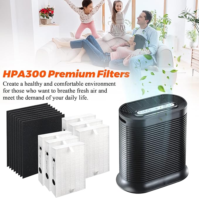 6Pack HPA300 HEPA Filter Replacement for Honeywell Air Purifiers Filter HPA300 HPA200 HPA100 Series - Replace HRF-R3 & HRF-R2 & HRF-R1&HRF-AP1 with 8 Pack Activated Carbon Pre-Filter by Blutoget