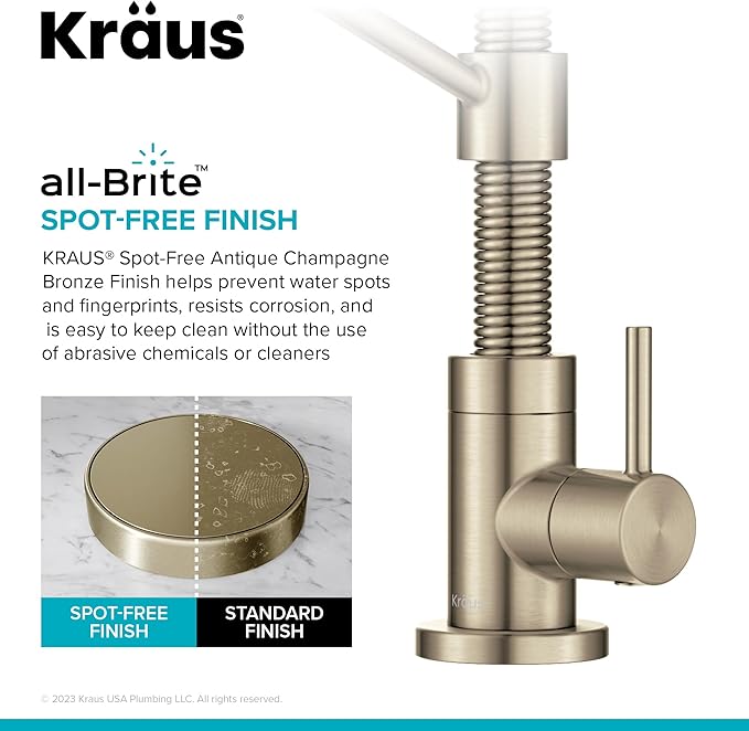 KRAUS Bolden Single Handle Drinking Water Filter Faucet for Reverse Osmosis or Water Filtration System in Spot-Free Antique Champagne Bronze, FF-104SFACB