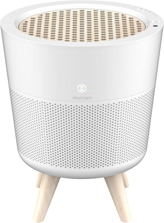 M-002W True HEPA 13 Filter Air Purifier for Home, Bedroom with Deodorization Filter, Quiet Auto Sleep Mode, 99.97% Pollen, Smoke, Office and Bedroom, Pets, Made in Korea - White