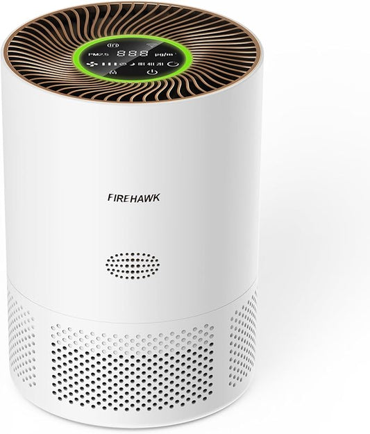 Firehawk Air Purifier for Home Large Room 2300 ft², H13 HEPA Filter, PM 2.5 Wildfire Sensor, 20dB Quiet Sleep Mode Bedroom Office, Cleaner 99.97% Dust Smoke Pollen Pets Hair, Smart WiFi