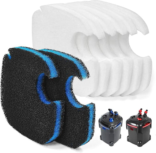 Replacement Canister Filter Pads Compatible with AMOSIJOY、Pondforse、Coospider-repta 172/225/265GPH Aquarium External Filter, 6 White Floss and 2 3-in-1 Coarse Filter Pads with Activated Carbon- 8PCS
