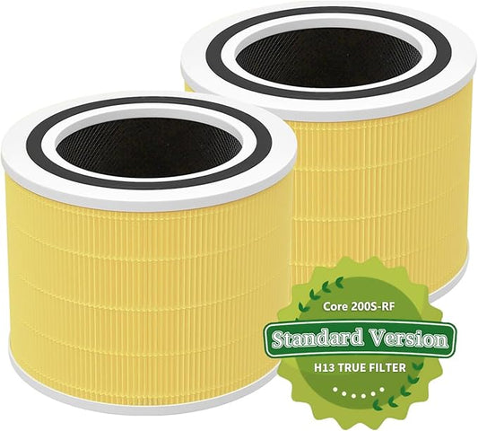 Core 200s Air Purifier Pet Care Replacement Filter Fit for LEVOIT, 3-in-1 Filter System, High Efficiency Activated Carbon, Core200-RF-PA, 2 Pack, Yellow