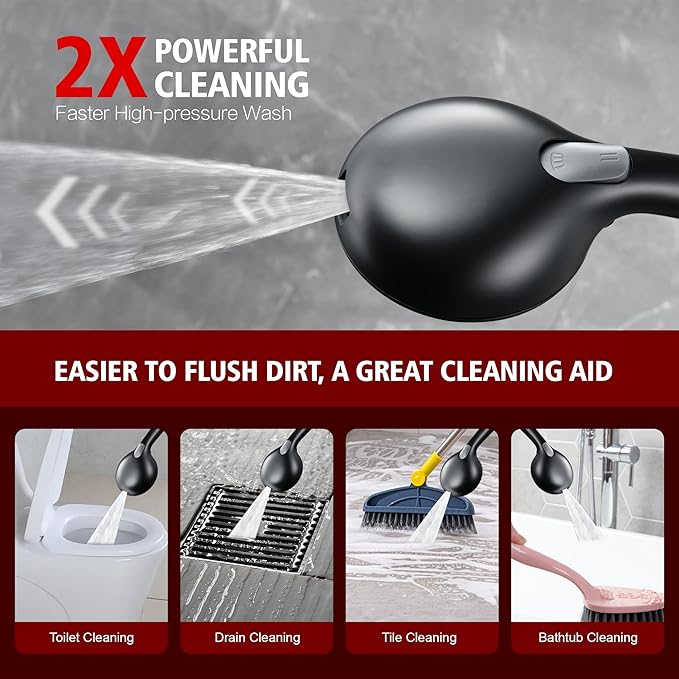 SUMERAIN Hard Water Filter Showerhead with 9 Spray Modes, KDF filtration & Vitamin C Skin Care 3-Month Replacement Filter for California/Texas/Illinois, Matte Black