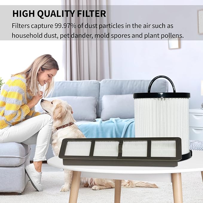 SaferCCTV Replacement EF6 HEPA Exhaust Filter and Vacuum Dust Cup Filter DCF-21 Replaces Part # 67821, 68931, 68931A, EF91 Compatible with Eureka Airspeed AS1000 Series Upright Vacuum Cleaners (1 Set)