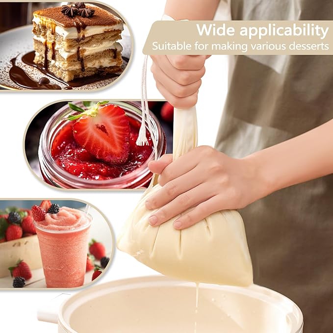 12 Pieces Milk Nut Bag Strainer 7" x 11", Reusable Cheese Cloth Bag for Straining Fruit Juice, Fine Mesh Food Cloth Strainer Filter for Cream Cold Brew Coffee Butter Yogurt Tea Tofu (20x30cm)