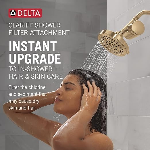 Delta Faucet Clarifi Standard Shower Filter Attachment Gold with Additional Filter Cartridge