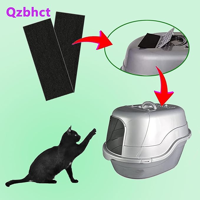14 Pack Activated Carbon Filters for Nature's Miracle Oval Hooded Flip Top Cat Litter Box, 8 Inch x 3 Inch Trimmable Pads