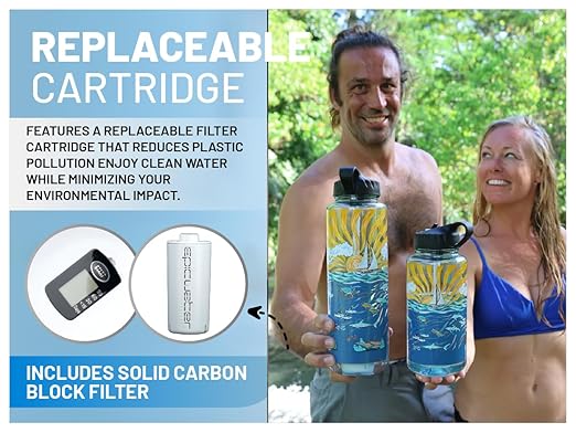 Epic Water Filters Nalgene OG Water Bottle with Filter, USA Made, BPA Free, Removes 99.99% Tap Water Contaminants, Forever Chemicals, Sailing One Life Art, 32 oz