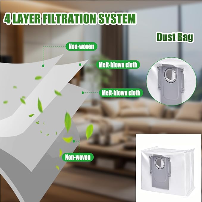 21 Pcs Q7 Max Replacement Parts，for Roborock Q7 / Q7+ / Q7 Max / Q7 Max+ Vacuum Cleaner Accessories Kit, 1 Main Brush, 4 Filter, 4 Mop Pad, 6 Side Brush，6 Vacuum Bag