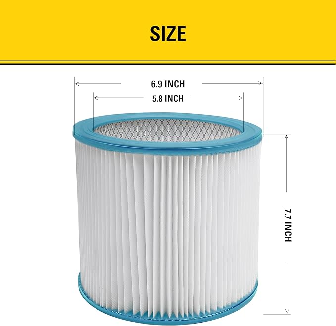 STANLEY HEPA Vacuum Filter Replacement 08-2566BP, Fit for Most 5-18 Gallon Wet Dry Vacuum Cleaner, Compatible with SL18115, SL18115P, SL18116, SL18116P, SL18191P, SL18199P, SL18117, SL18701P-10A