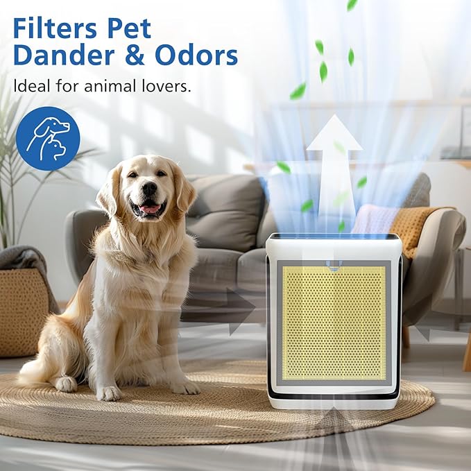 Vital 100S Pet Care Replacement Filter Compatible with LEVOIT Vital 100S Air Purifier, 3-in-1 HEPA Activated Carbon Vital 100S-P Filter, Vital 100S-RF-PA (LRF-V102-YUS), 2 Pack, Yellow