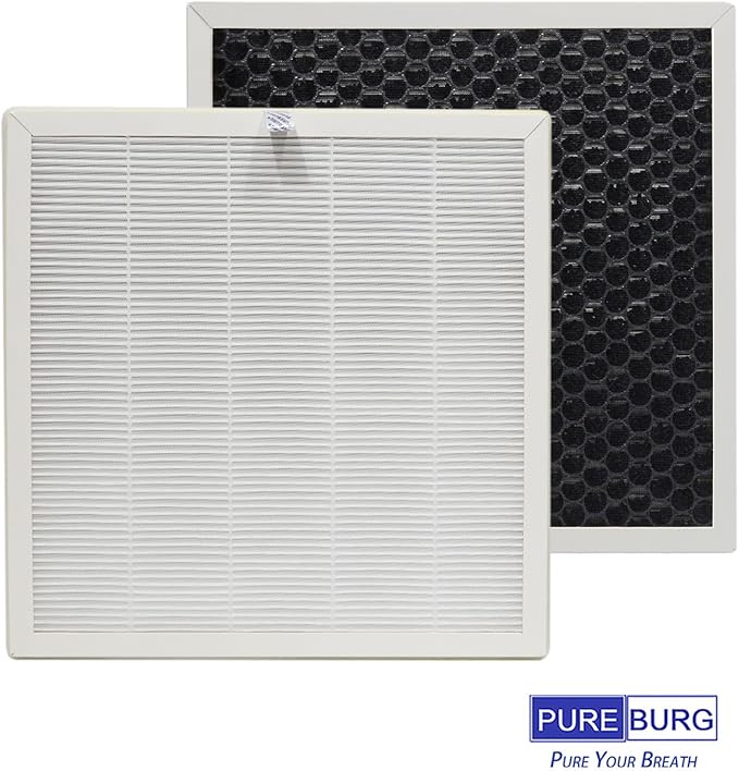PUREBURG Replacement True HEPA Filter Compatible with LAMPICK Cleaner-A6 Air Purifier,2-Pack H13 4-Stage Filtration Activated Carbon