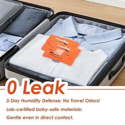 100Gram 10Packets Fonday Rechargeable Silica Gel Desiccant Packets Food Grade Fast Reactivate Desiccant Bags Moisture Indicating Orange to Green