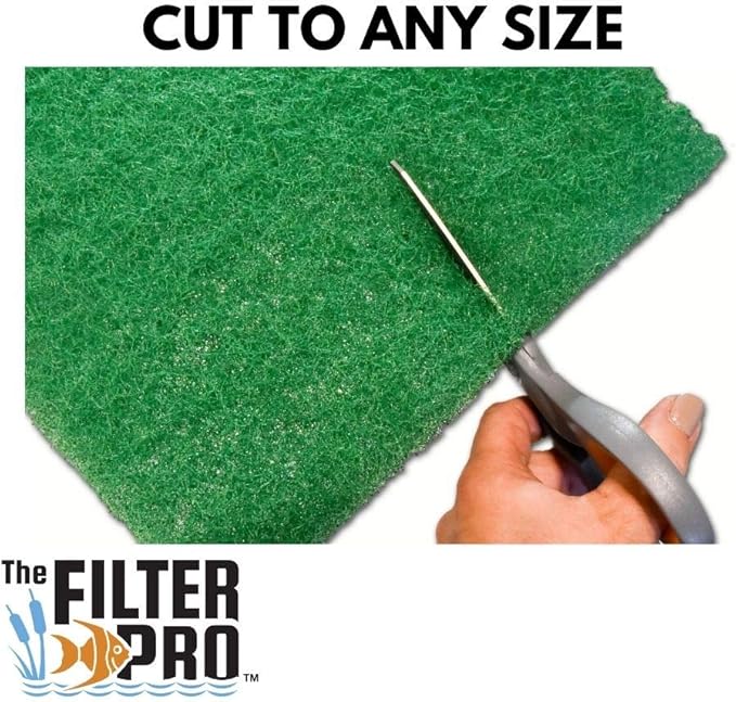 Green Coarse Filter Media, 2" Thick, 12" x 56" Roll, Perfect for Aquariums, Ponds or Water Gardens, Made in USA