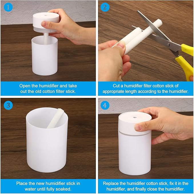 PATIKIL Humidifier Cotton Filter Sticks, 10 Pcs Refill Sticks Filter Wicks Replacement for USB Mini Humidifiers Portable Diffuser (5.91'' x 0.31''), White