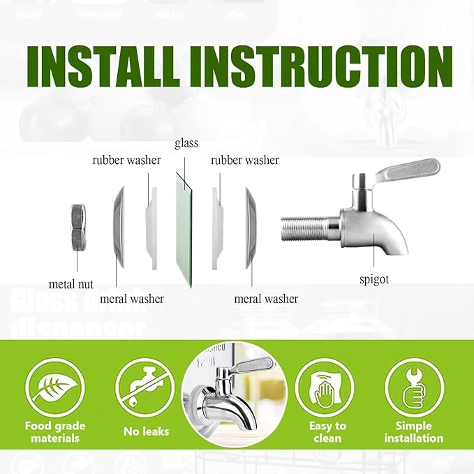 1 Gallon Glass Drink Dispensers For Parties 2PACK.Beverage Dispenser,Glass Drink Dispenser With Stand And Stainless Steel Spigot 100% Leakproof.Lemonade Dispenser With Ice Cylinder.Laundry Detergent