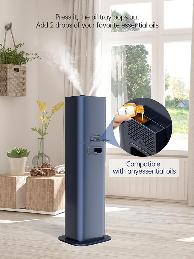 8L Smart Humidifiers for Bedroom Large Room, 2.1Gal Cool Mist Top Fill Diffuser Ambient Light, App & Remote Control, 3 Mist Modes, Quiet Humidifier for Home Office Plant (Blue)