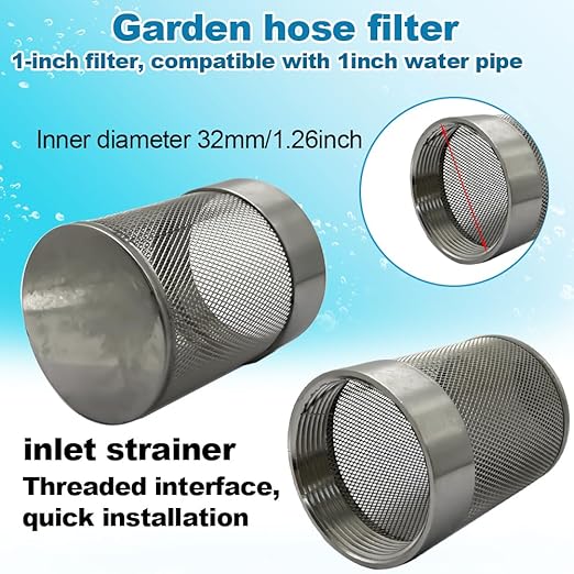 1inch 304 stainless steel filter head with internal thread diameter of 32mm connected to DN25 1" water pipe filter Used to Remove Debris and Reduce Solid Entry（1pcs）