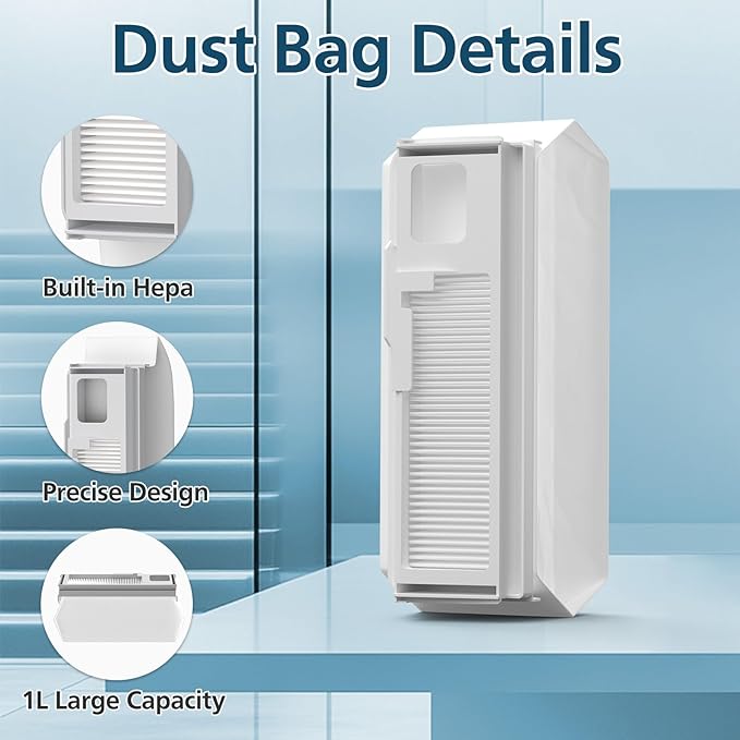 8 Pack Dust Bags for Narwal Freo X Ultra & Freo X Plus Robot Vacuum, 1L Capacity Disposable Dust Bag Replacement with Built-in Hepa Fil-ter