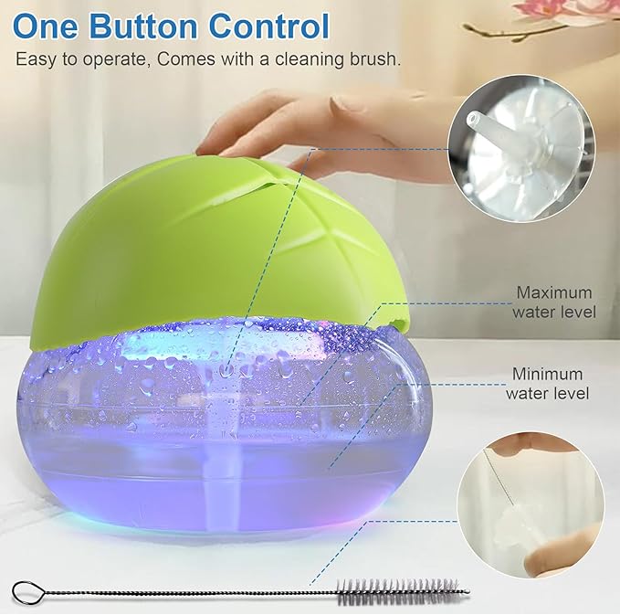 Water-Based Purifier Air Washer, Air Revitalizer & Freshener, Air Fresher with 7 LED Color Changing Light for Rooms (Green)