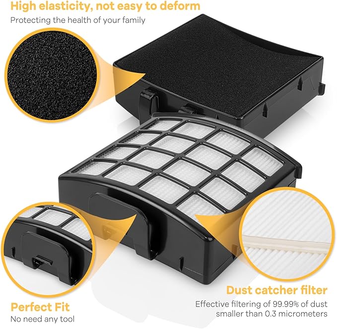 AZ1810 Vacuum Replacement Filters for Shark Vertex Duoclean Upright Cleaner AZ1810, Including 2 HEPA Post Motor Filters, 4 Foam Filters And 4 Felt Filters