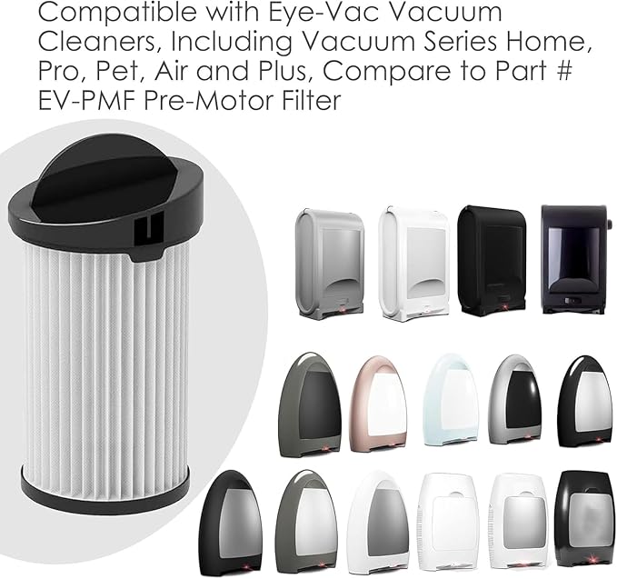 4 Pack Replacement Vacuum Filter Compatible with Eye-Vac EV-PMF Pre-Motor Filter, Fits for NeoVac Elite Touchless Stationary Vacuum, Compared to Part # EV-PMF