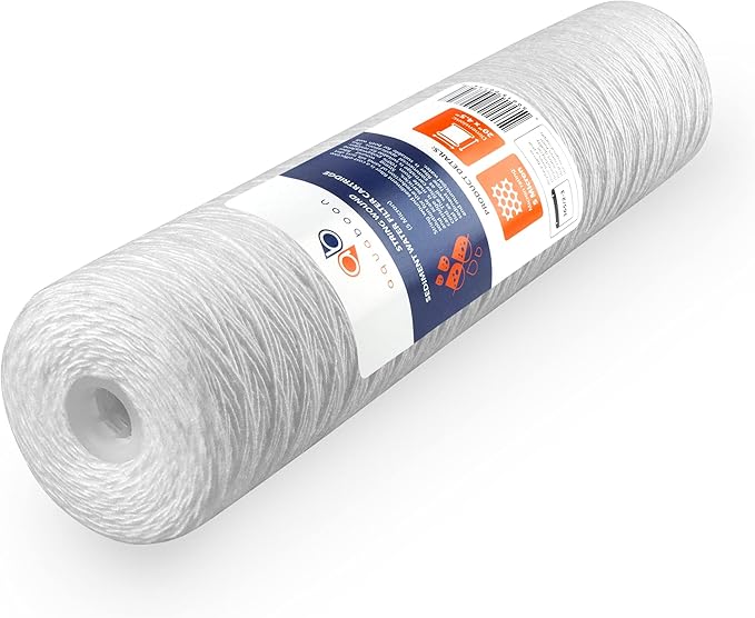 Aquaboon 5 Micron 20 x 4.5 Whole House String Wound Water Filter Replacement Cartridge for Well Water Filtration Compatible with WP5BB20P, 10-Pack