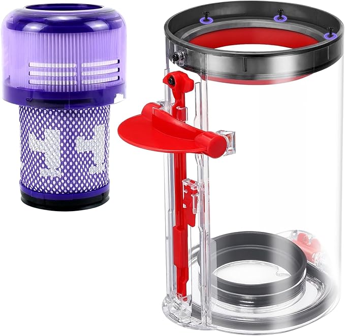 Upgraded Dust Bin Replacement Compatible With Dyson V11 V15 SV14 SV15 SV22 Vacuum Cleaner,1 Canister Bin for Part no.970050-01 and Part no.965443-01 with 1 HEPA Filter