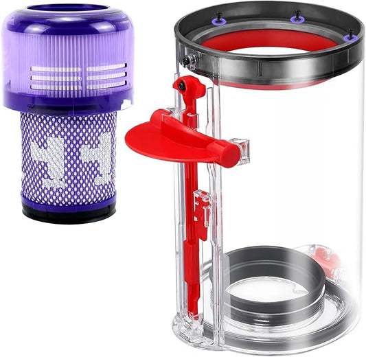 Upgraded Dust Bin Replacement Compatible With Dyson V11 V15 SV14 SV15 SV22 Vacuum Cleaner,1 Canister Bin for Part no.970050-01 and Part no.965443-01 with 1 HEPA Filter