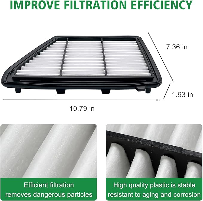 2PCS Cabin Engine Air Filter Kits Fits for Honda CR V CRV CR-V 2.4L 2018-2019, Replacement for CF11182, 80292TF0G01, CA12259, 17220-5PH-A00