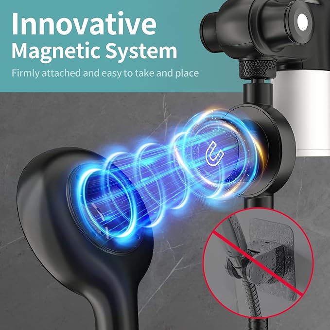 10" Rainfall Shower Heads with Handheld Spray Combo High Pressure, Magnetix Shower Head with Filters for Hard Water, 2 in 1 Dual Shower Head with Handheld and Adjustable Slide Bar (Black)