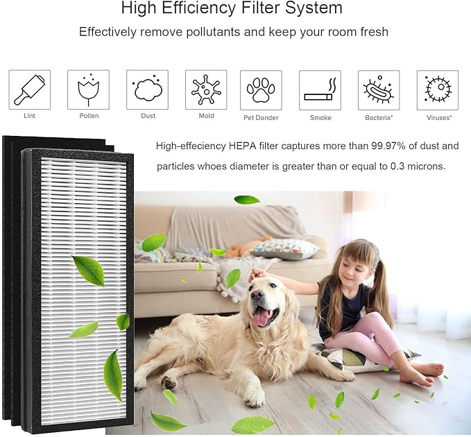 VEVA 8000 Replacement Filter, Compatible with VEVA 8000 Elite Pro Series Air Purifier, 2 HEPA Filters + 4 Pre-Filters