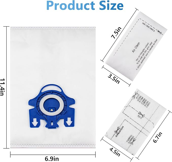 Improvedhand 20 Packs 3D Airclean Bags Replacement for Miele GN Vacuum Classic C1 Complete C1 Complete C2 S227 S240 S270 S400 S2 S5 S8 Series with 5 Motor Protection Filters, 5 AirClean Filters