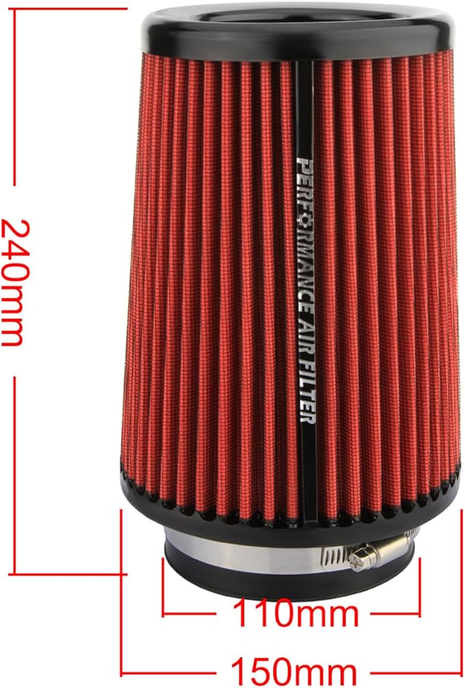Dromedary Red 3 3.5 4 inch Universal Cold Air Intake Filter 76mm 89mm 101mm