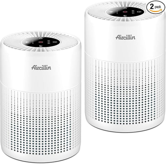 2 Pack Air Purifiers for Bedroom H13 True HEPA Air Filter Cleaner, Odor Eliminator, Remove Smoke Dust Pollen Pet Dander, Night Light For Home Living Room Dorm, Quiet 24dB Filtration System