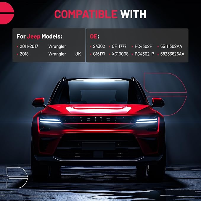 BDFHYK 2PC CF11777 Cabin Air Filter w/Activated Carbon Compatible with Jeep 2011 Wrangler V6 3.8L, 2018 Wrangler JK V6 3.6L, 2012-2017 Wrangler V6 3.6L