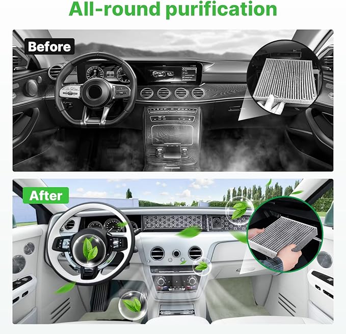 2-Pcs Cabin Air Filter with Activated Carbon for Dodge RAM 1500, 2500, 3500 (2016-2026), Mazda CX-7 (2007-2012), Jeep Wagoneer (2022-2026) Car Replace for CF11671 Automotive Accessories
