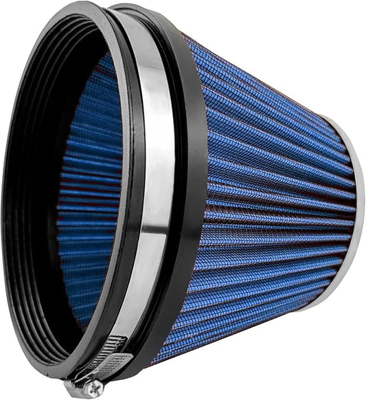 Universal Clamp-On Air Intake Filter, High Performance, Washable Filter, Replacement Air Filter, Flange Diameter 6inch/152mm (Blue)