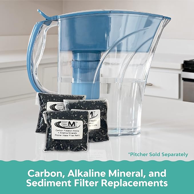AMI Alkaline Water Pitcher Refills for High-pH Pure, Filtered Water, Replacement Filters for HD-55AWP Pitcher, Pack of 3