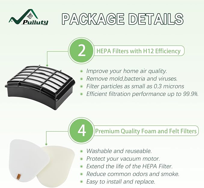 4 Foam + 2 Hepa Filter Replacement for Shark NV360 NV352 NV350 NV351 NV356e NV380 UV540 Navigator Lift-Away Deluxe Vacuum Part Xff350 Xhf350