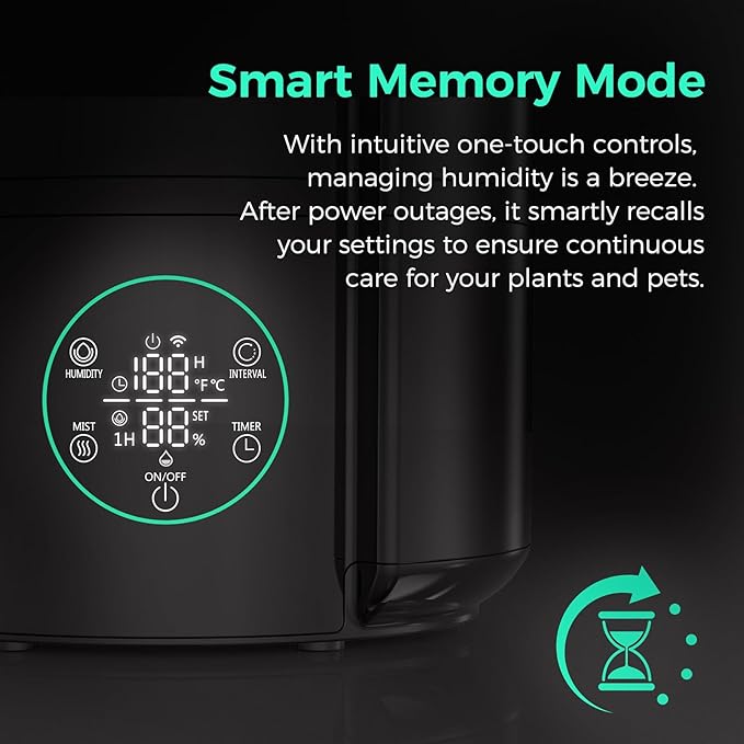 6L Humidifier for Plants, Reptile Mister System Foggers for Home Indoor, Smart Humidifier with Timer for Grow Tent, Mushroom, Houseplants, Reptile Tank and Accessories - 40H 22dB Remote Control