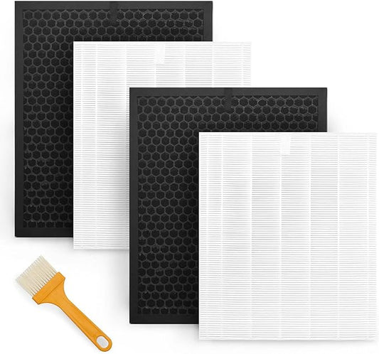 5510 5520 Air Filters Replacement Q 1712-0123-00 Compatible with Winix 5510 5520 Air Purifier, 2 Pack Pleated Filters +2 Pack Activated Carbon Filter + 1 Pack Cleaning Brush