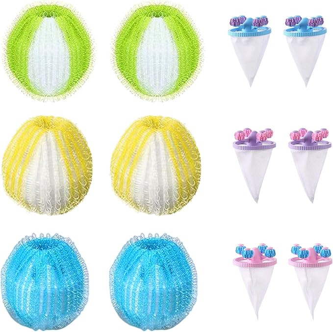 12PCS Upgrade Pet Hair Remover for Laundry & Washing Machine,Laundry Pet Hair Catcher for Clothes,Washing Machine Lint Catcher for Dog & Cat Hair,Effectively Removes Lint,Hair and Debris from Clothes