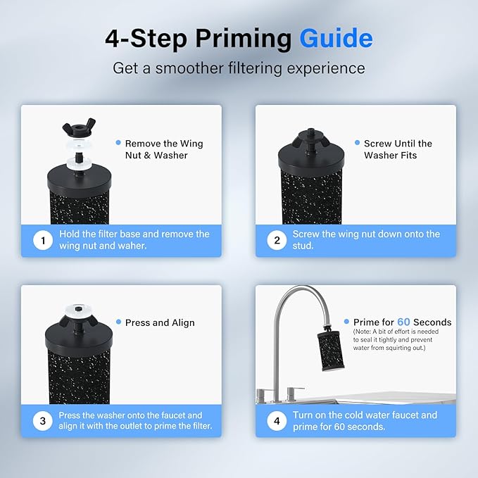 Purewell PF-1-PH Upgraded 4-Stage Composite Carbon and Alkaline Filters, Compatible with Berkey® Big+, ProOne® Big+ Gravity Water Filter Systems and Purewell Systems, pH 8-9 (2 Pack, K Series)
