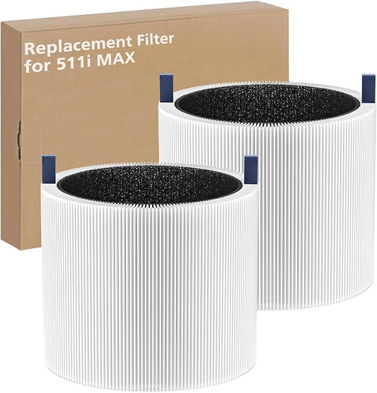 2-pack 511i MAX Replacement Filter Compatible with BLUEAIR HEPASilent Air Cleaner, Blue Pure F5MAX, Model Blue Pure 511i Max